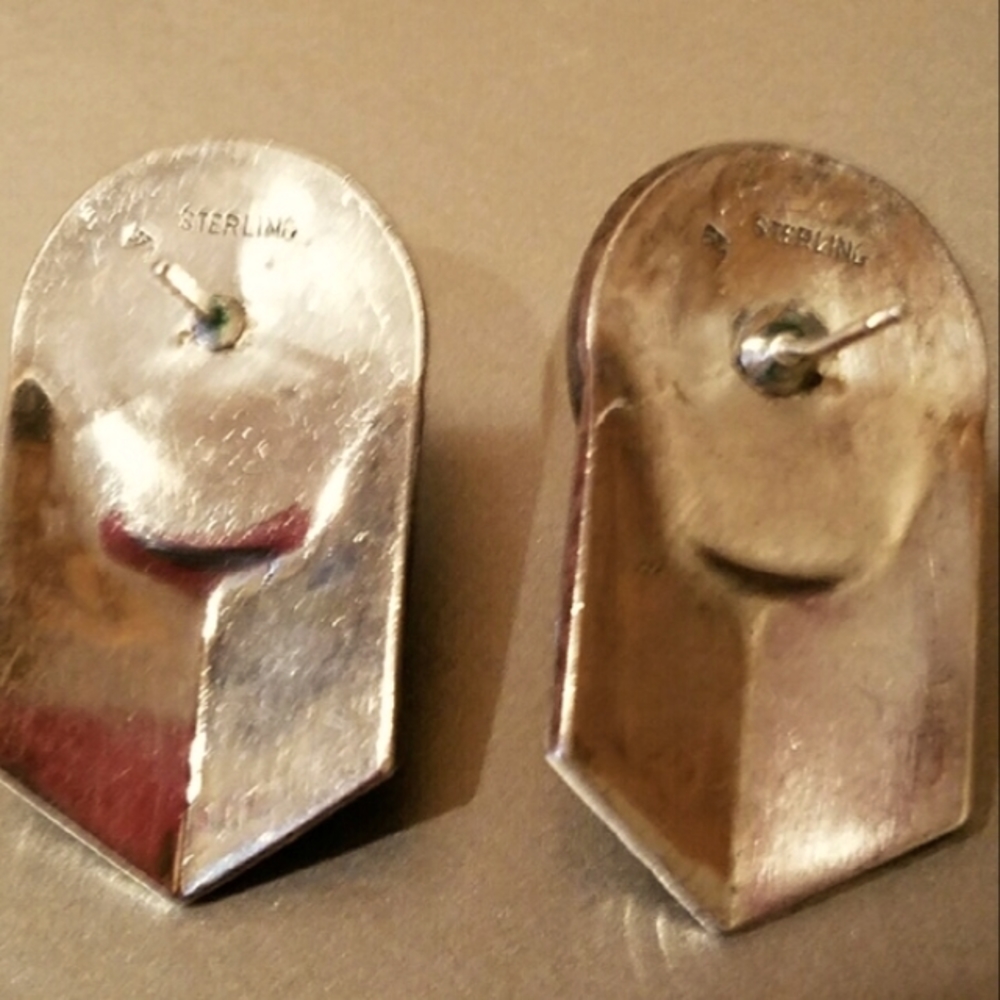 Judith Jack Sterling Silver & Faux Pearl Geometric Art Deco Earrings - Picture 4 of 5